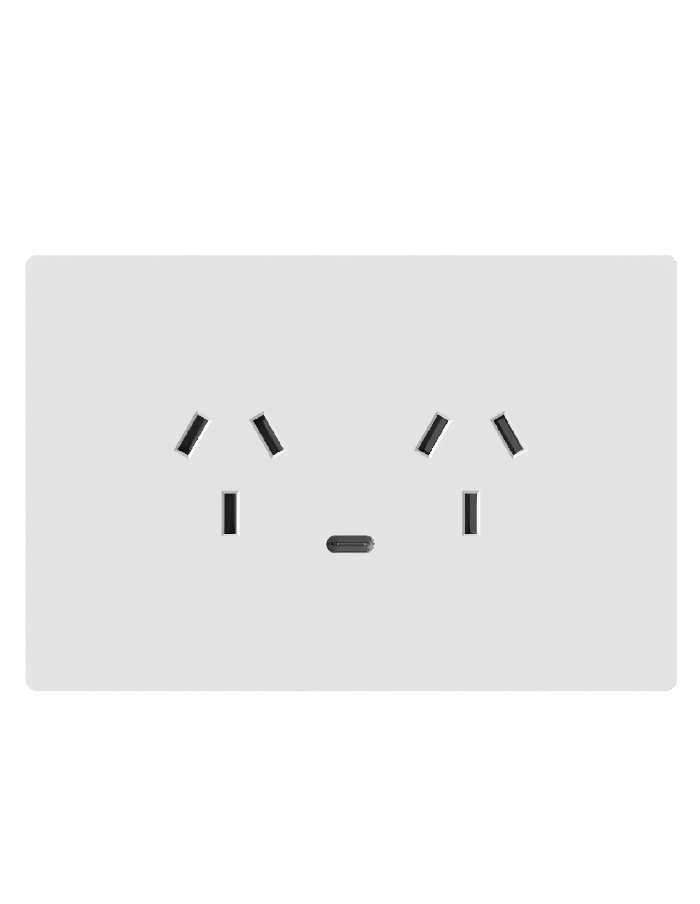 Módulo llave tomacorriente doble Macroled Milan con USB-C blanco